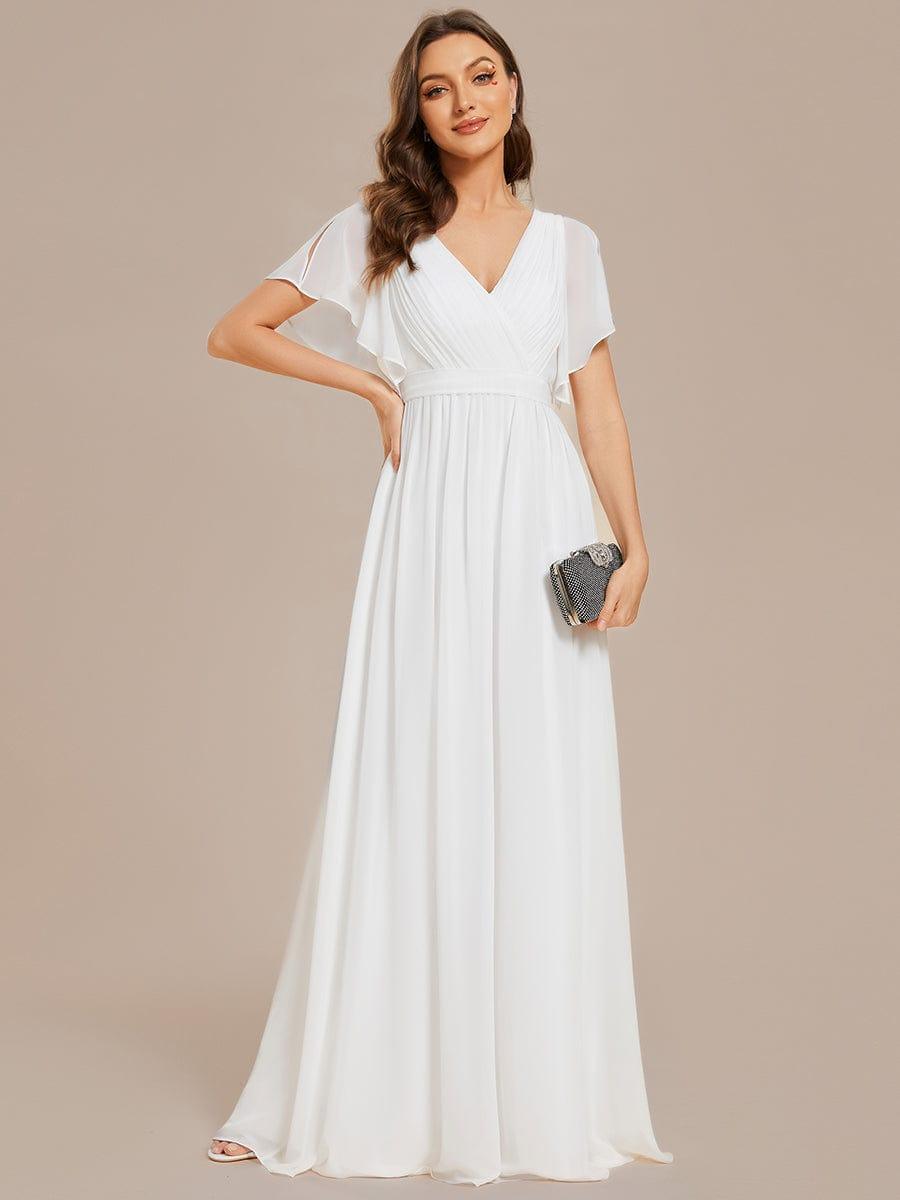 LEORA|Flowy Pleated A-Line Chiffon Tie-Waist Bridesmaid Dress