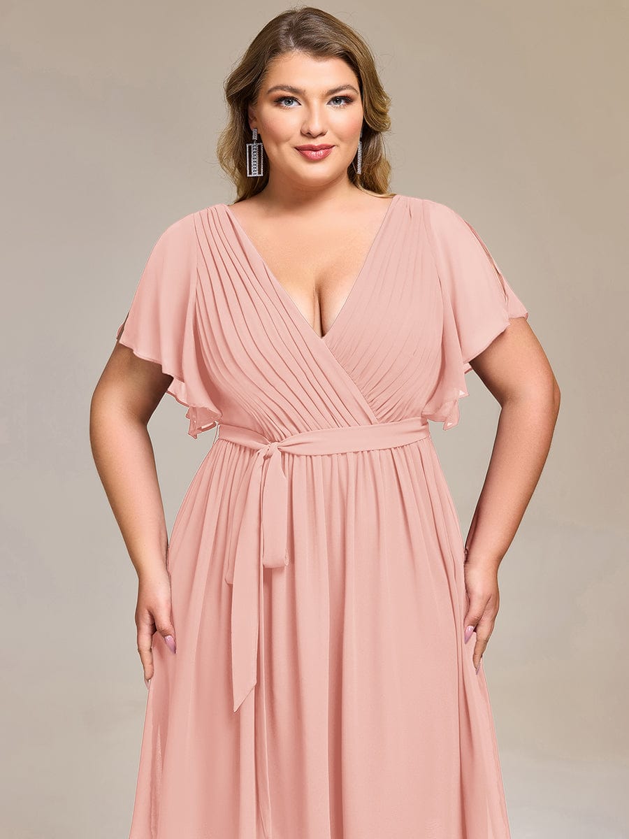 pretty HARLOW|Plus Size Tie-Waist Bridesmaid Dress