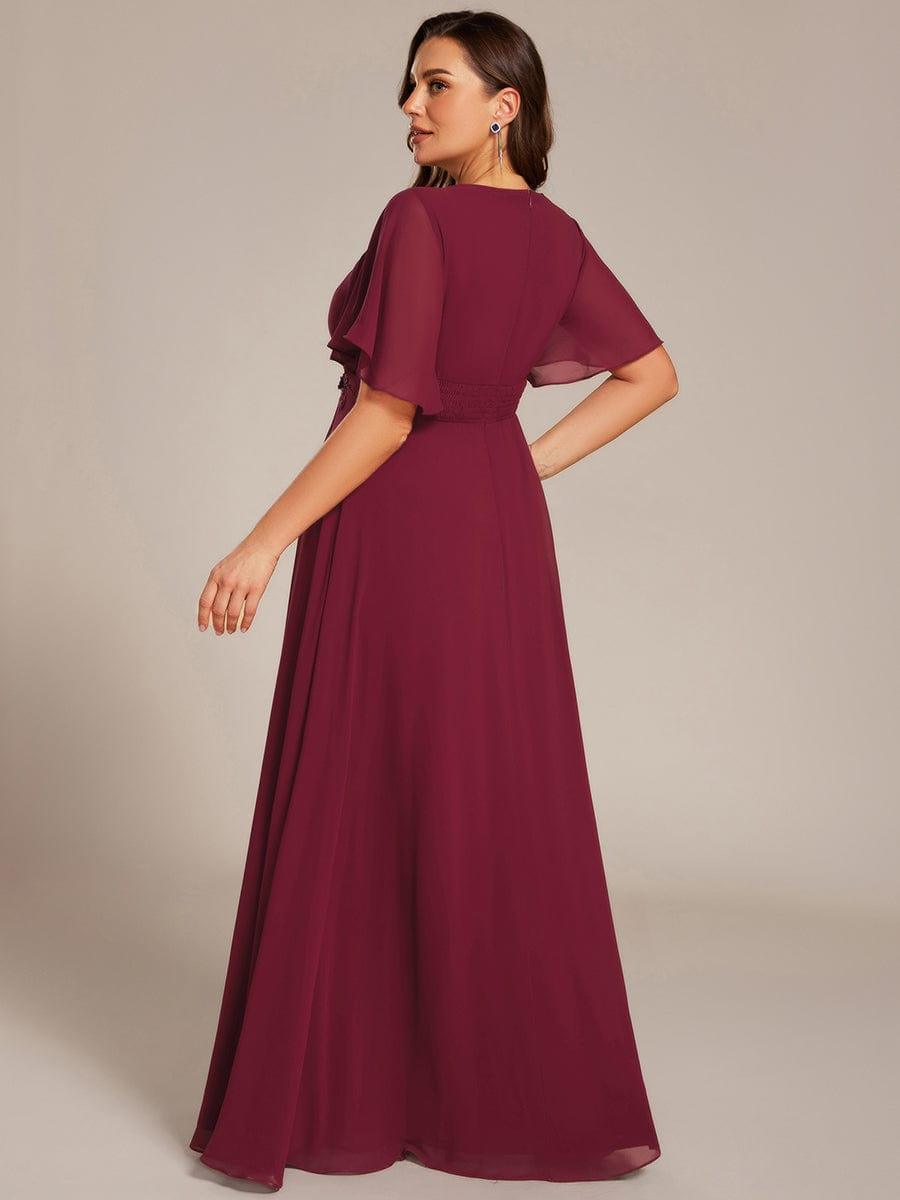 ASPYN|Pleated Applique Maxi Bridesmaid Dress