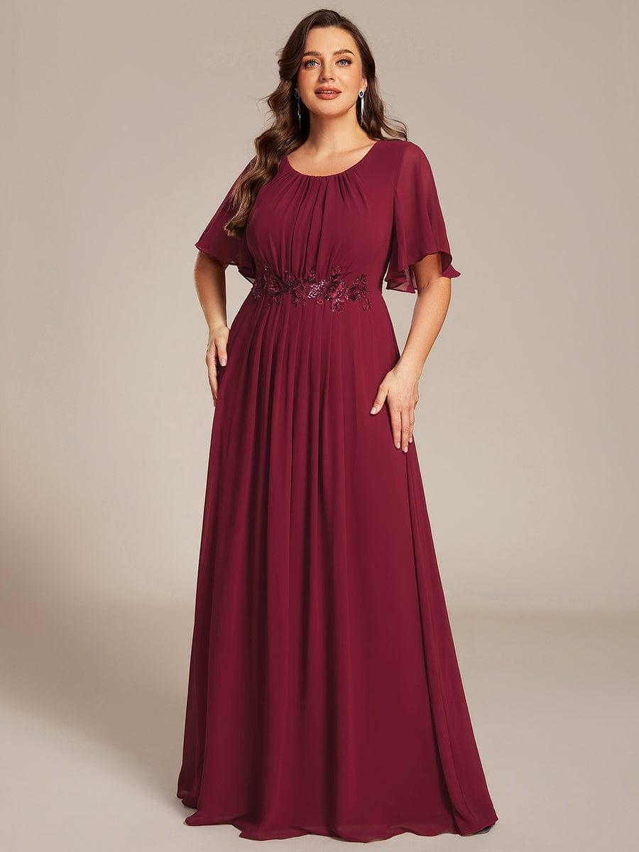 ASPYN|Pleated Applique Maxi Bridesmaid Dress