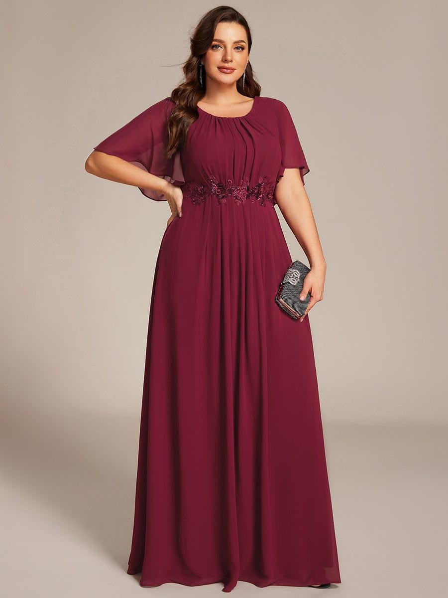 ASPYN|Pleated Applique Maxi Bridesmaid Dress