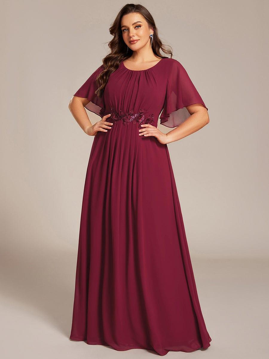 ASPYN|Pleated Applique Maxi Bridesmaid Dress