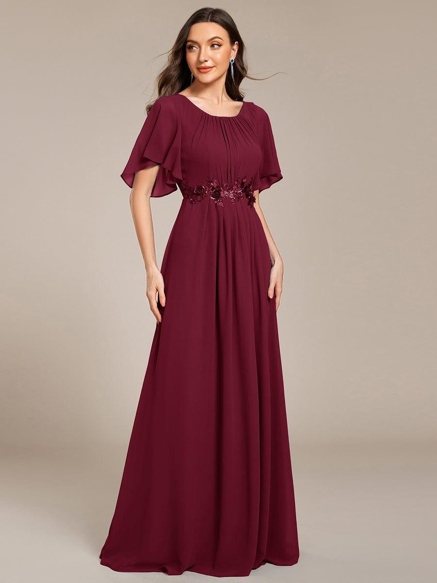 ASPYN|Pleated Applique Maxi Bridesmaid Dress