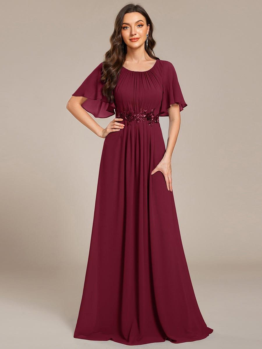 ASPYN|Pleated Applique Maxi Bridesmaid Dress