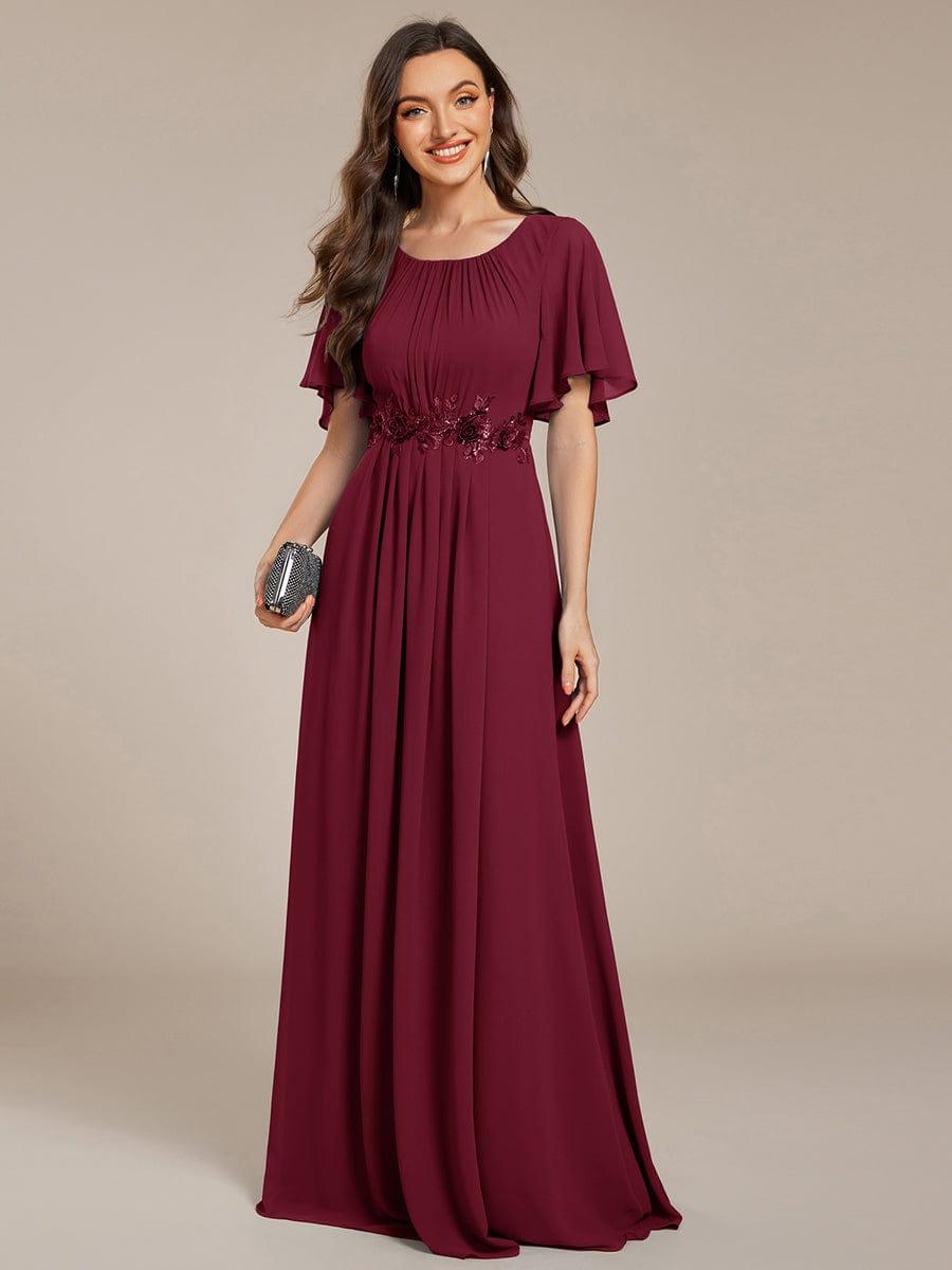 ASPYN|Pleated Applique Maxi Bridesmaid Dress