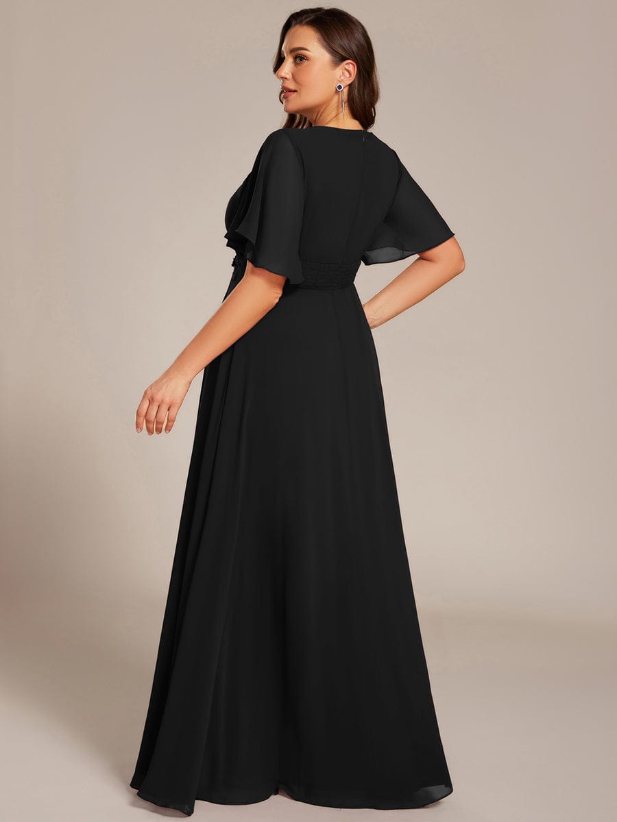 ASPYN|Pleated Applique Maxi Bridesmaid Dress