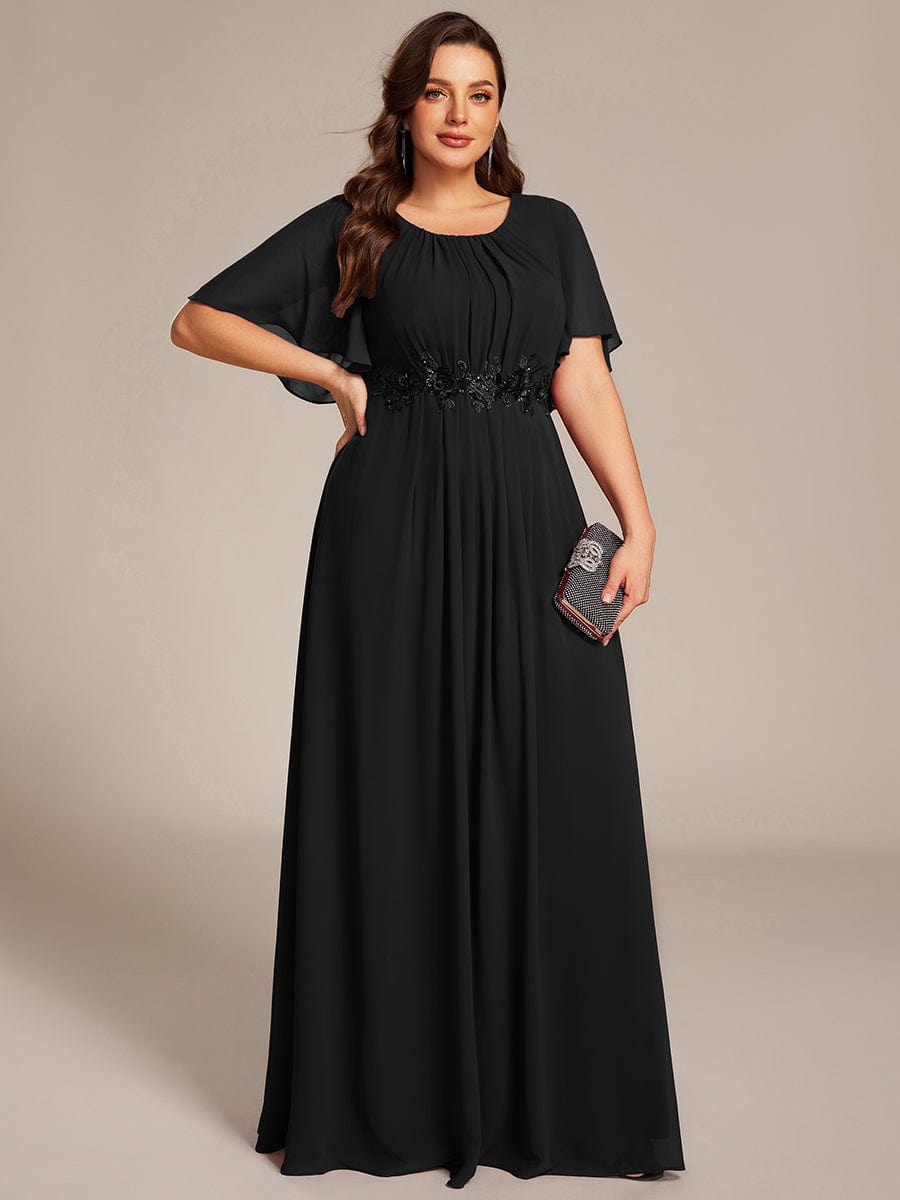 pretty ASPYN|Plus Size Pleated Waist Applique Maxi Bridesmaid Dress