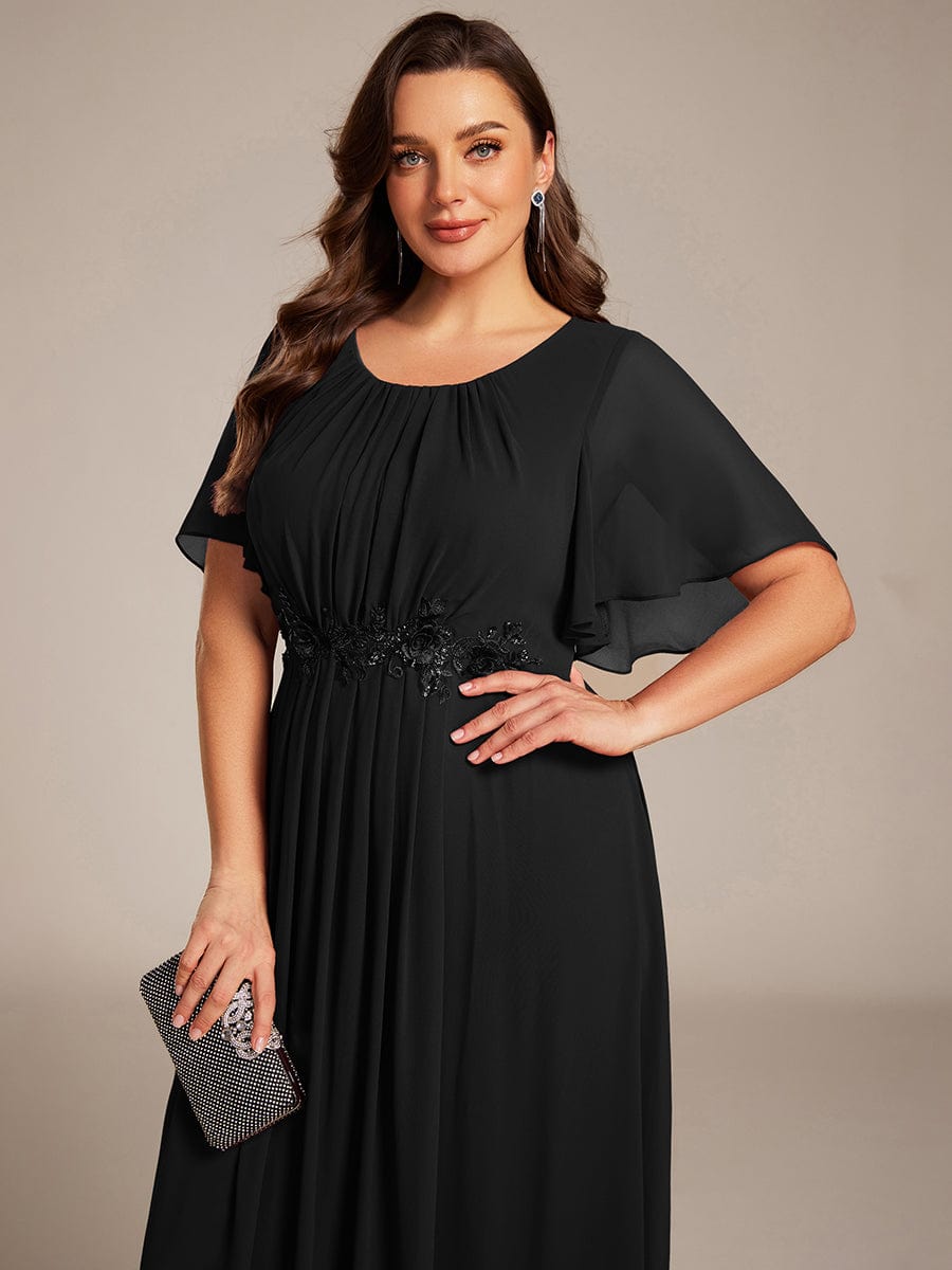 pretty ASPYN|Plus Size Pleated Waist Applique Maxi Bridesmaid Dress