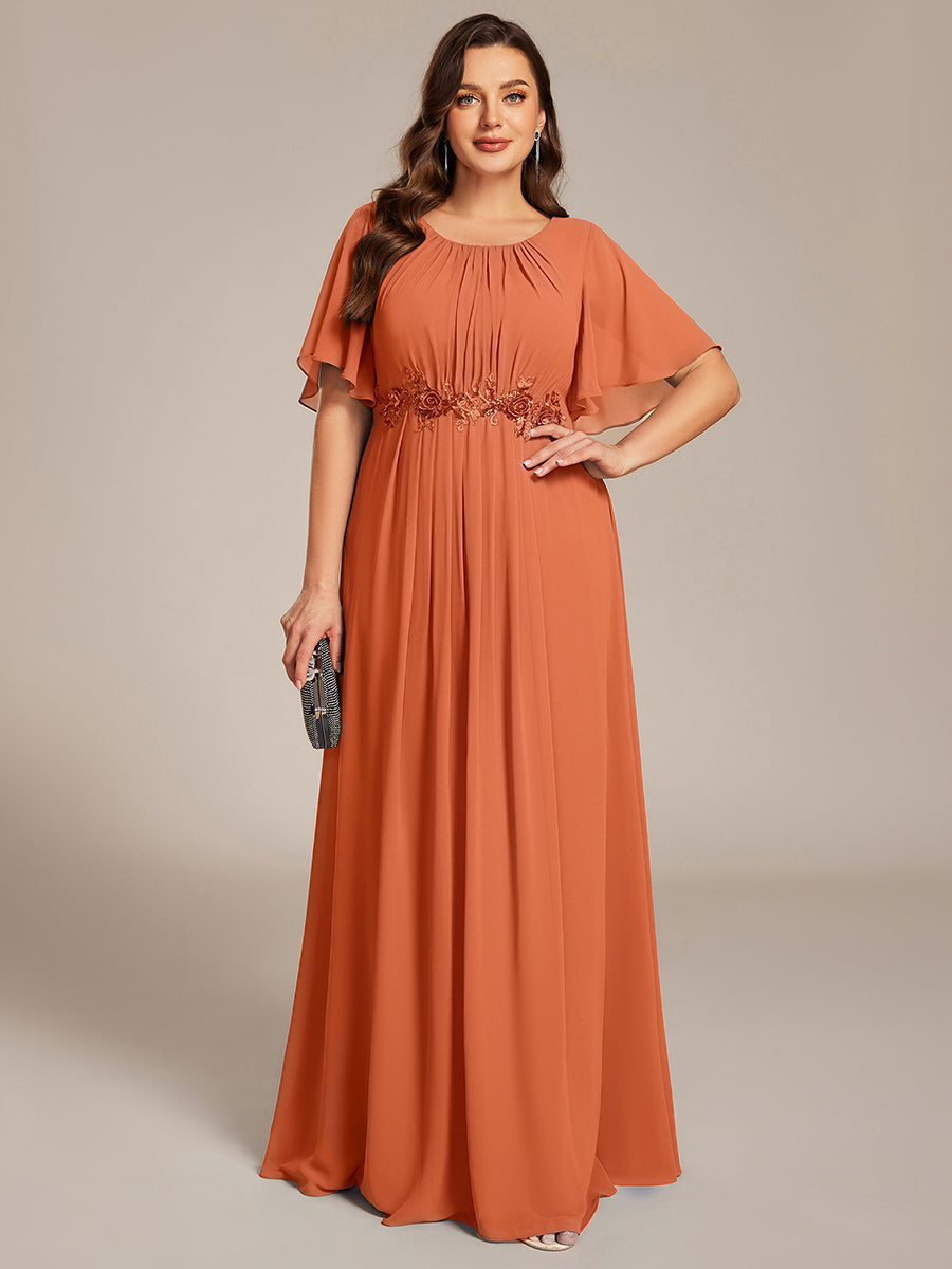 pretty ASPYN|Plus Size Pleated Waist Applique Maxi Bridesmaid Dress