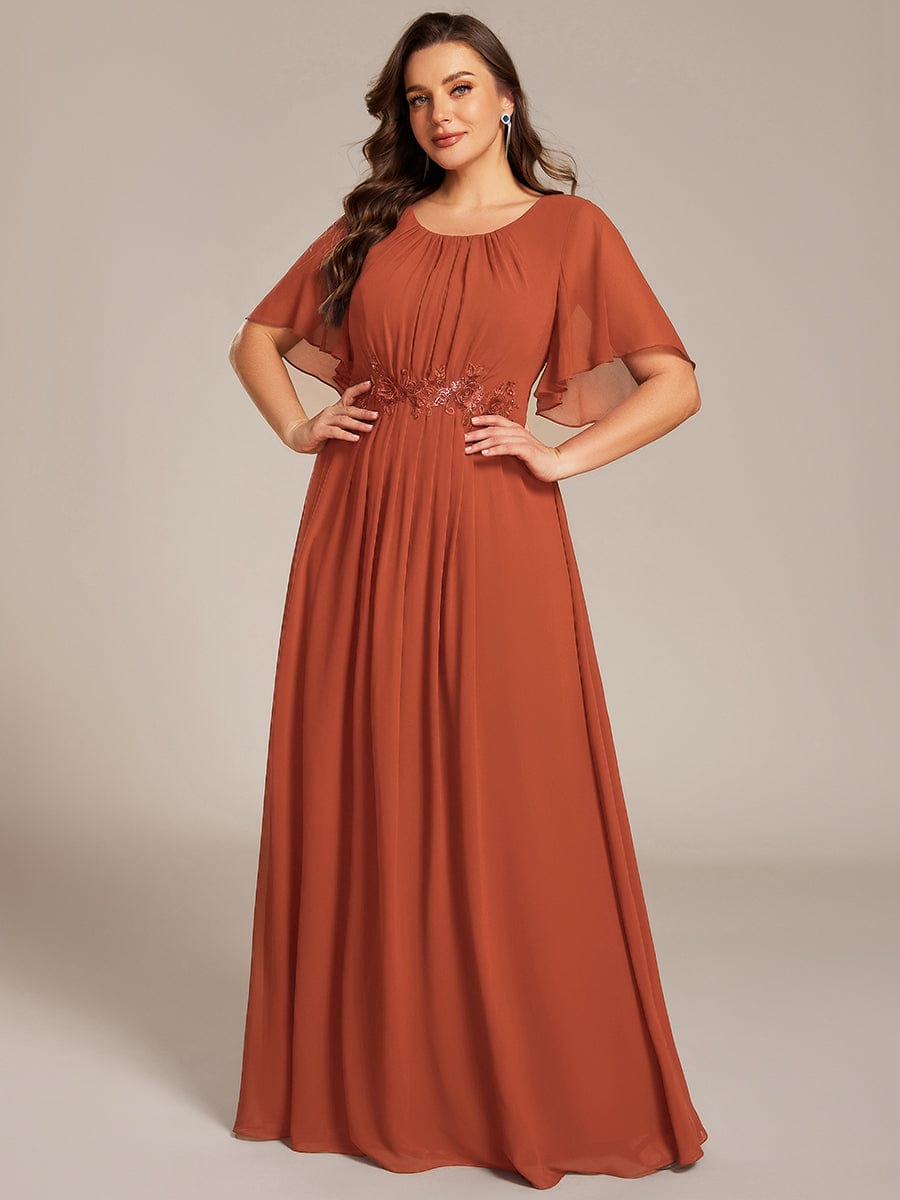 ASPYN|Pleated Applique Maxi Bridesmaid Dress
