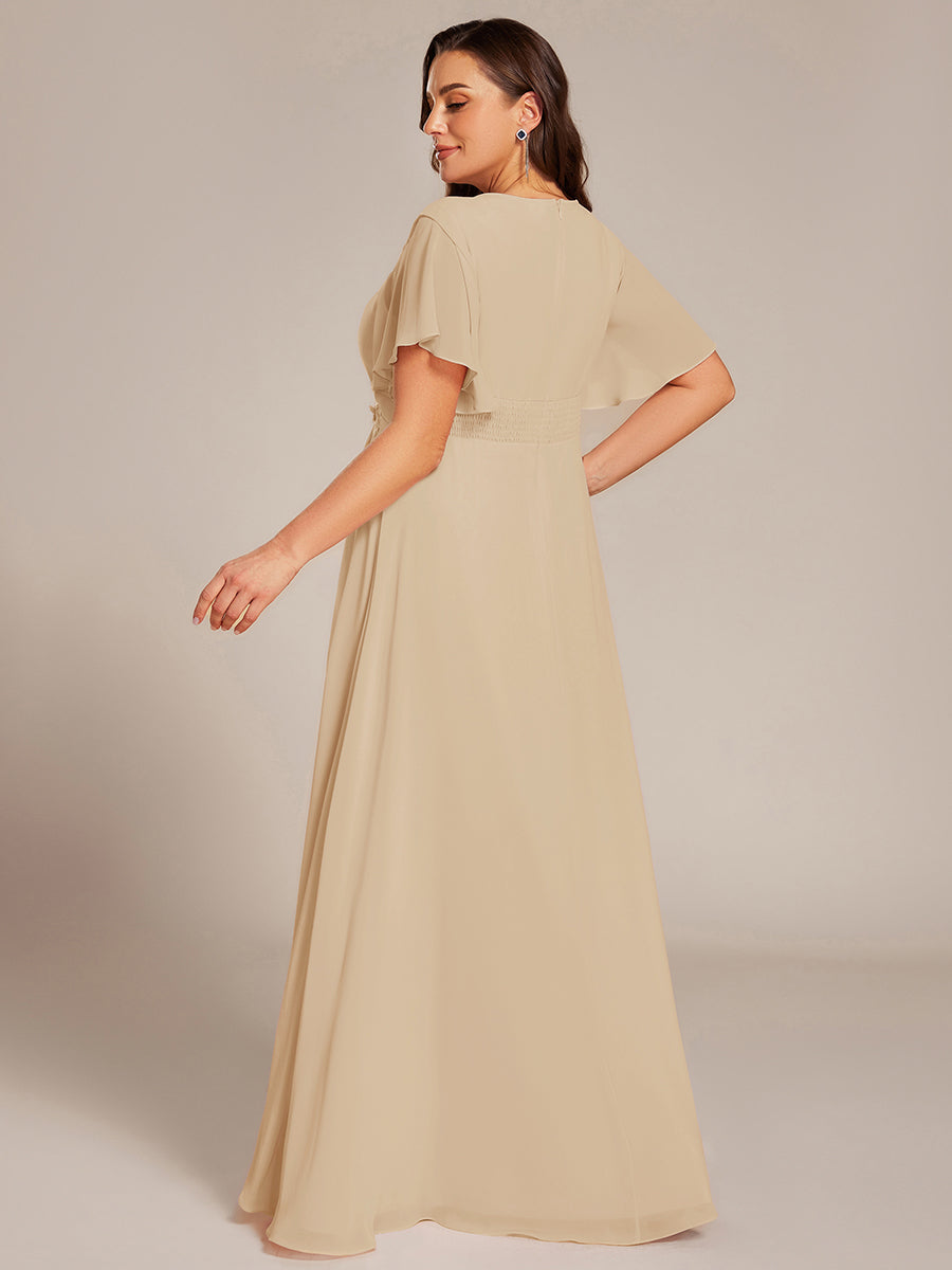 ASPYN|Pleated Applique Maxi Bridesmaid Dress