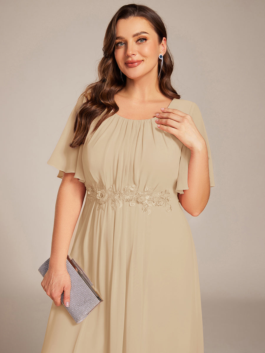 ASPYN|Pleated Applique Maxi Bridesmaid Dress