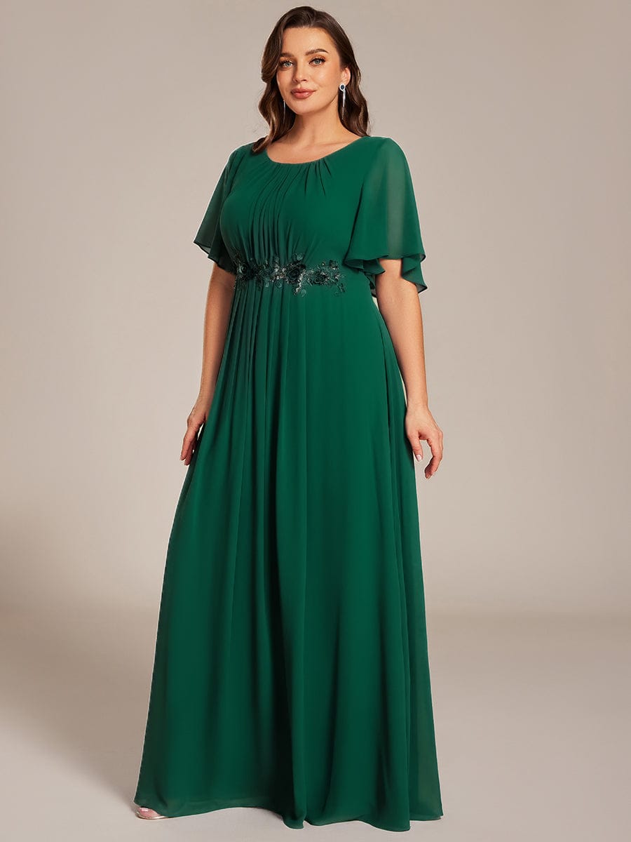 ASPYN|Pleated Applique Maxi Bridesmaid Dress