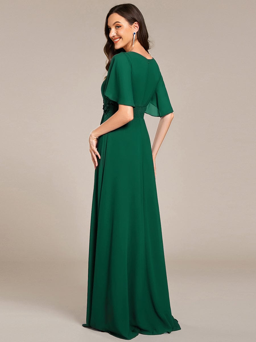 ASPYN|Pleated Applique Maxi Bridesmaid Dress