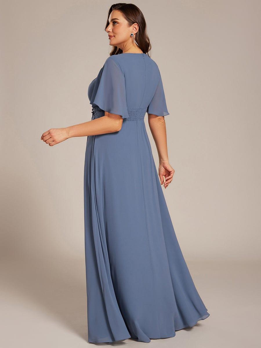 ASPYN|Pleated Applique Maxi Bridesmaid Dress