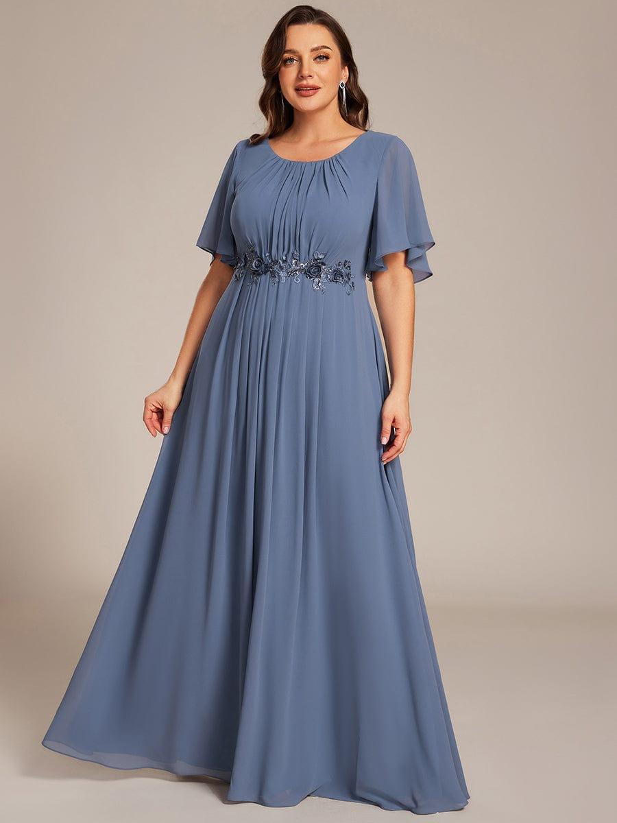 ASPYN|Pleated Applique Maxi Bridesmaid Dress