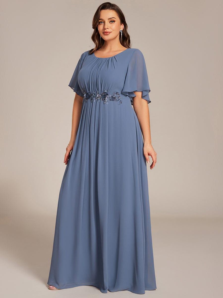 ASPYN|Pleated Applique Maxi Bridesmaid Dress