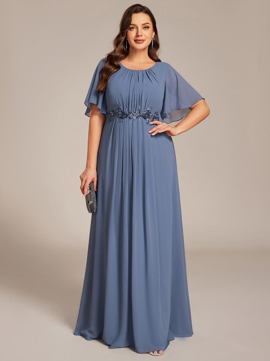 ASPYN|Pleated Applique Maxi Bridesmaid Dress