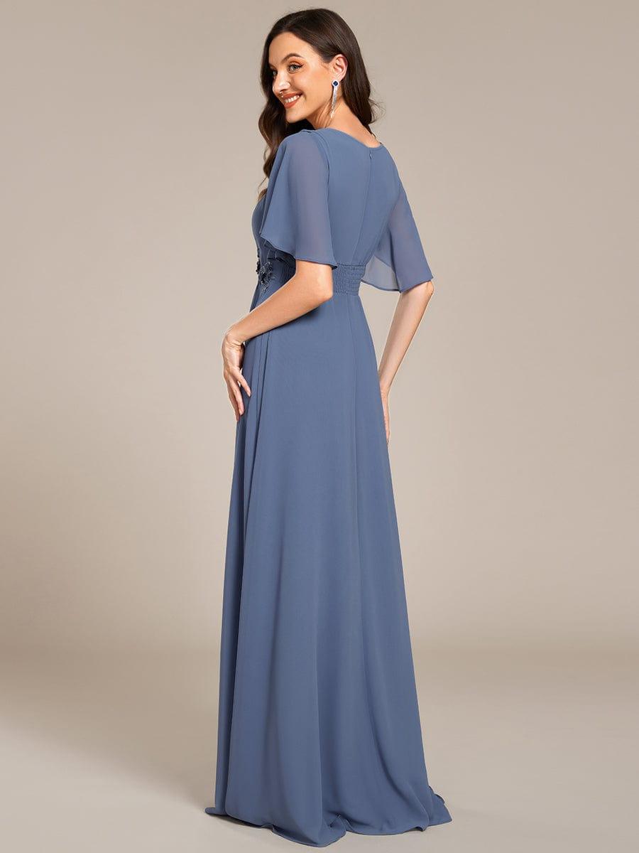ASPYN|Pleated Applique Maxi Bridesmaid Dress