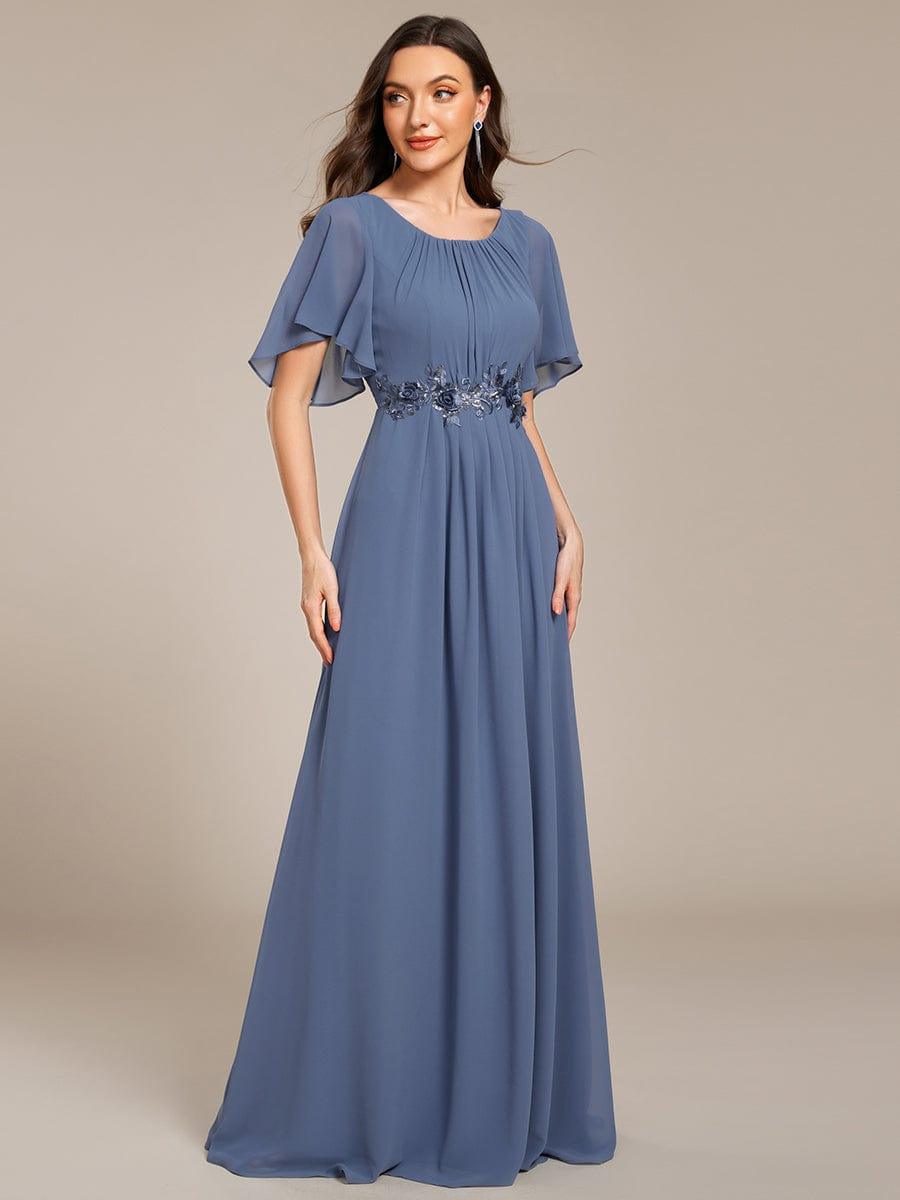 ASPYN|Pleated Applique Maxi Bridesmaid Dress