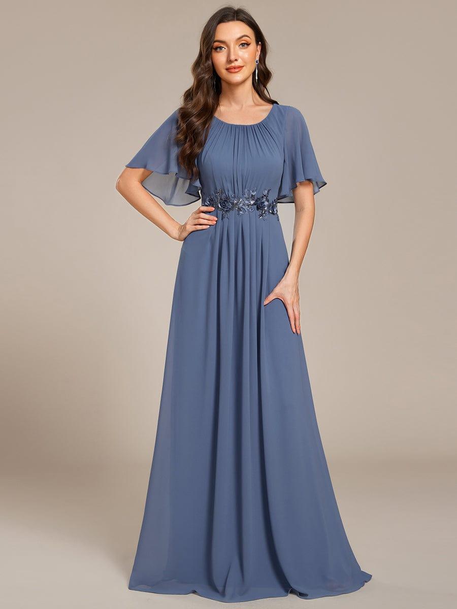 ASPYN|Pleated Applique Maxi Bridesmaid Dress