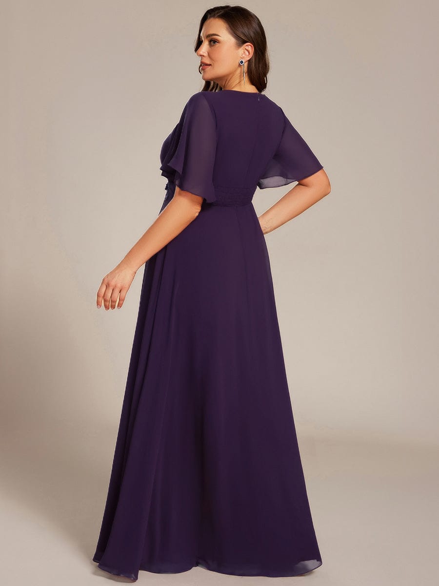 ASPYN|Pleated Applique Maxi Bridesmaid Dress