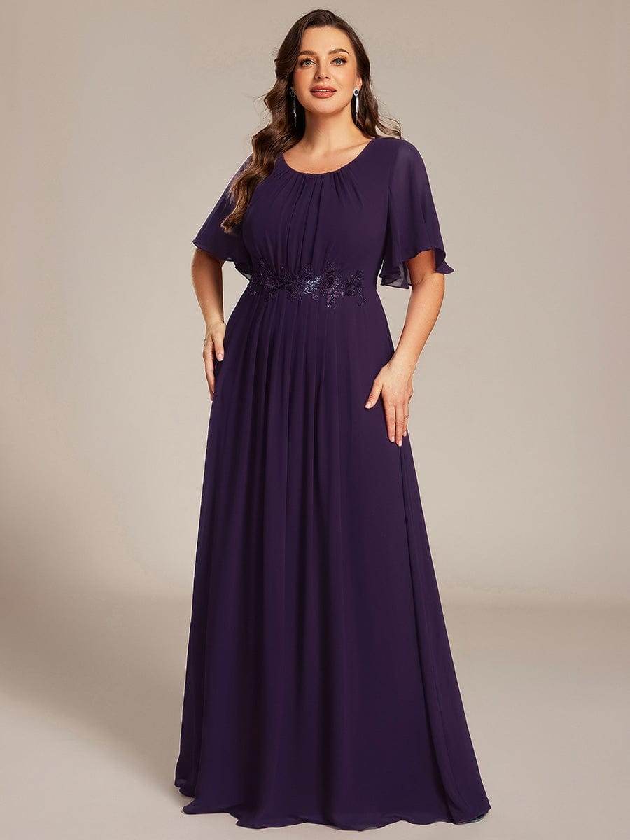 ASPYN|Pleated Applique Maxi Bridesmaid Dress