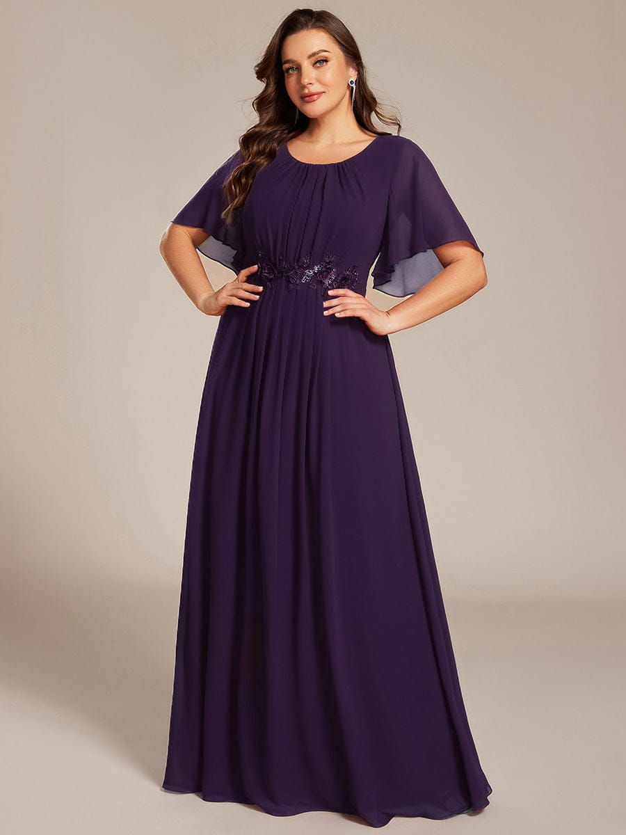 ASPYN|Pleated Applique Maxi Bridesmaid Dress