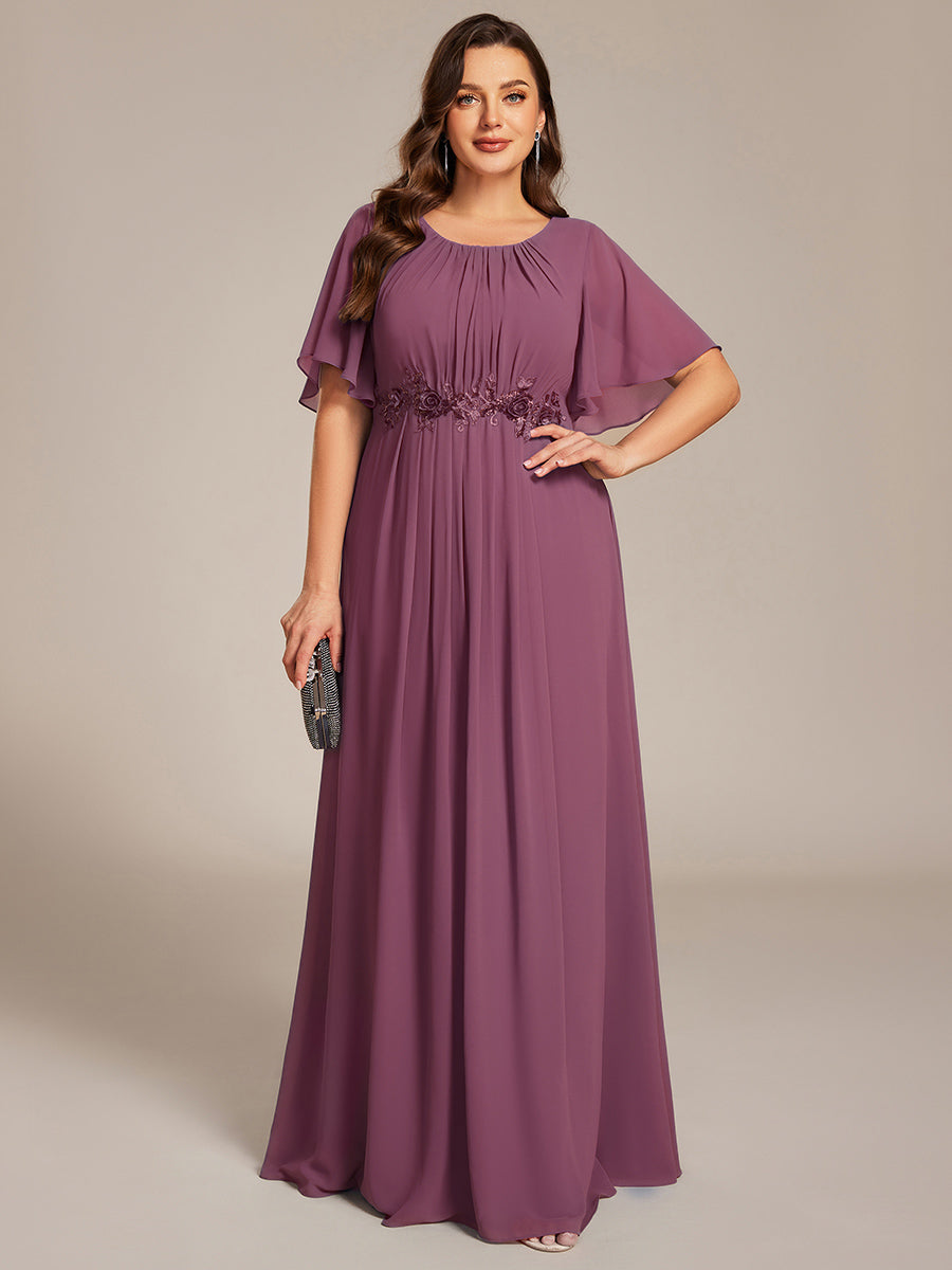 pretty ASPYN|Plus Size Pleated Waist Applique Maxi Bridesmaid Dress