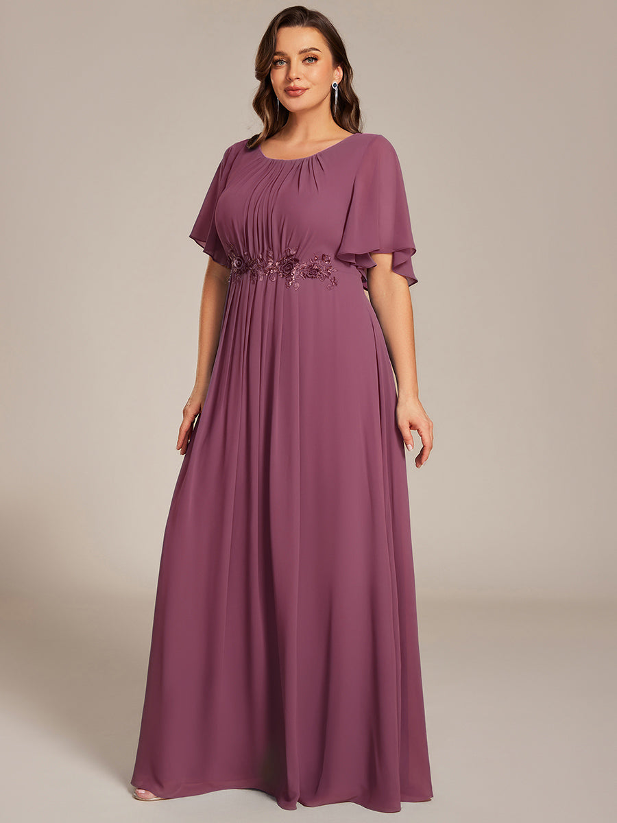 pretty ASPYN|Plus Size Pleated Waist Applique Maxi Bridesmaid Dress