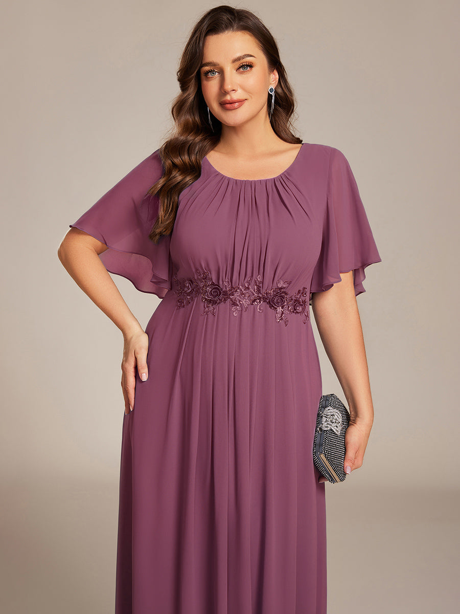 ASPYN|Pleated Applique Maxi Bridesmaid Dress