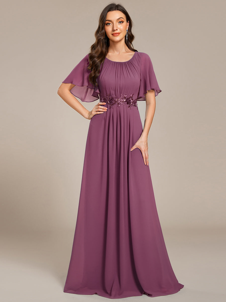 ASPYN|Pleated Applique Maxi Bridesmaid Dress