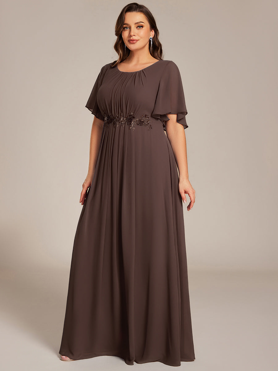 pretty ASPYN|Plus Size Pleated Waist Applique Maxi Bridesmaid Dress