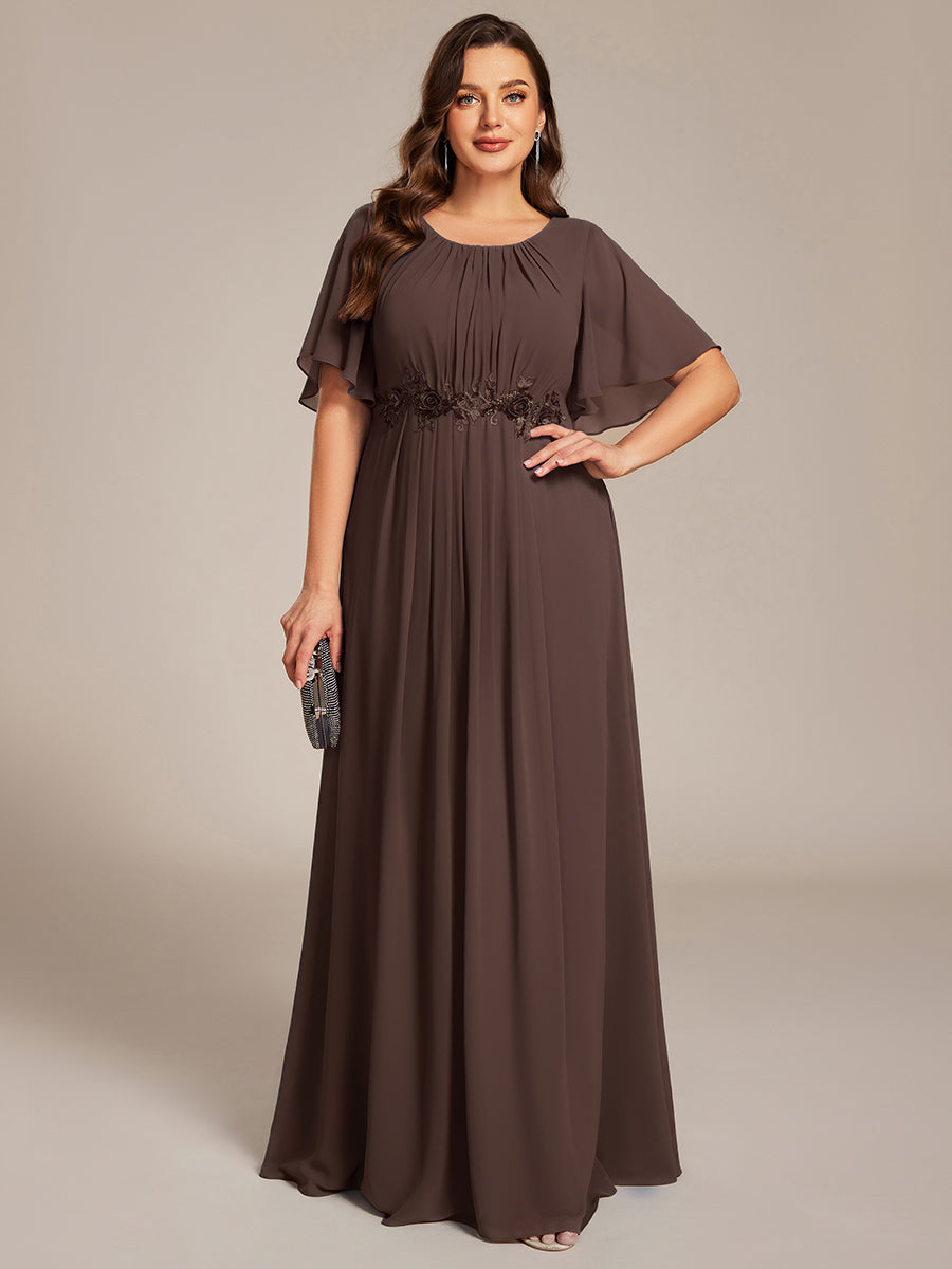 ASPYN|Pleated Applique Maxi Bridesmaid Dress