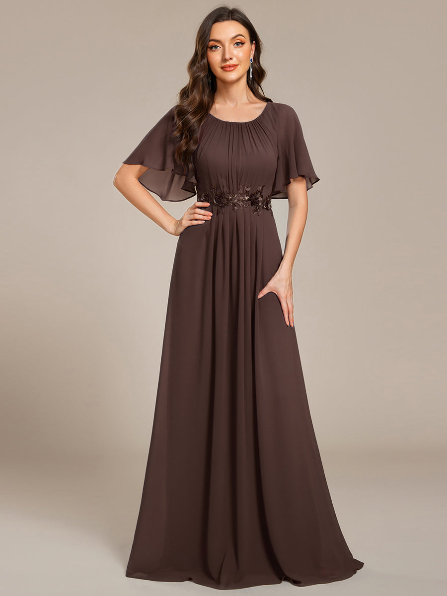ASPYN|Pleated Applique Maxi Bridesmaid Dress