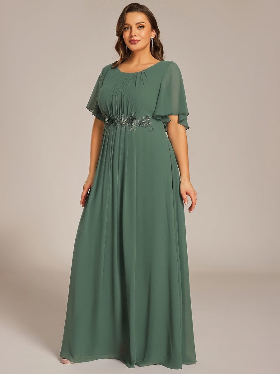 ASPYN|Pleated Applique Maxi Bridesmaid Dress