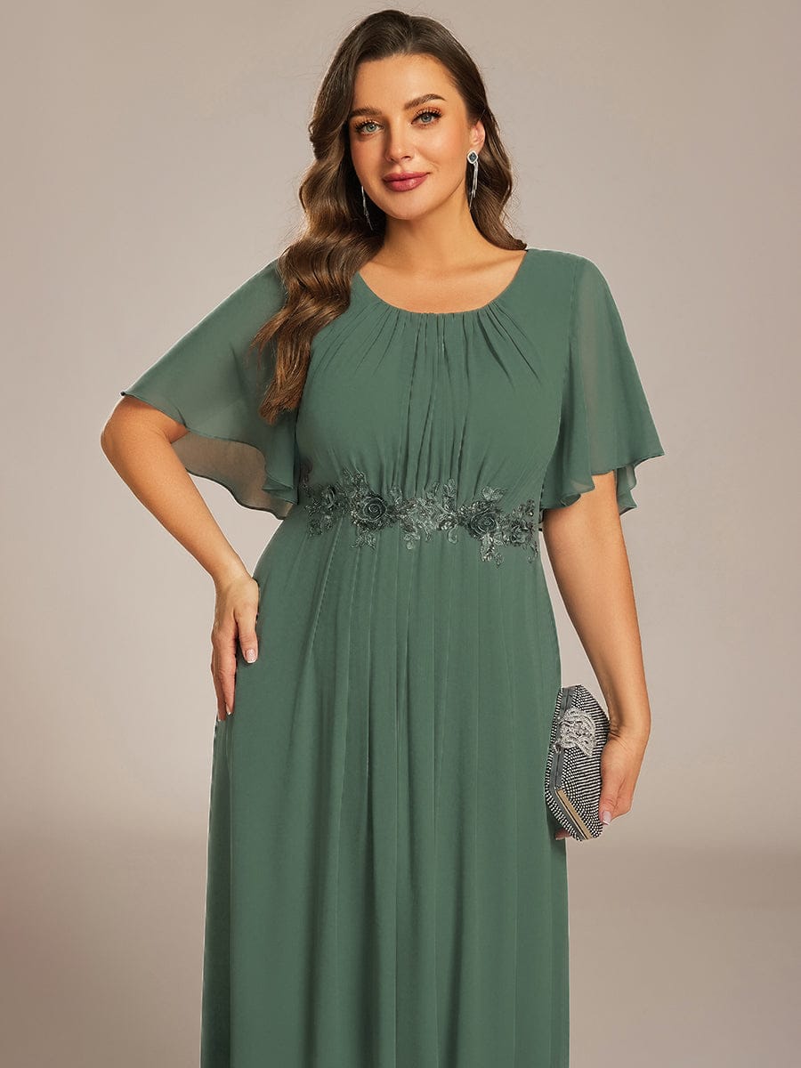 pretty ASPYN|Plus Size Pleated Waist Applique Maxi Bridesmaid Dress