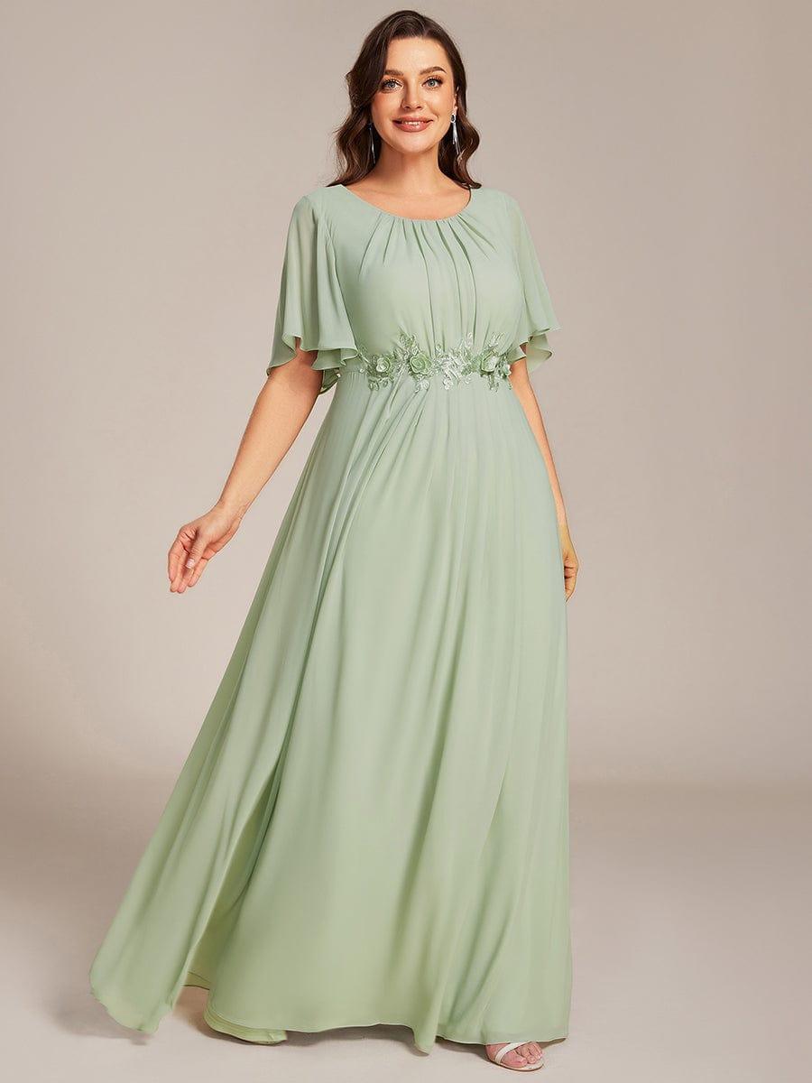 ASPYN|Pleated Applique Maxi Bridesmaid Dress