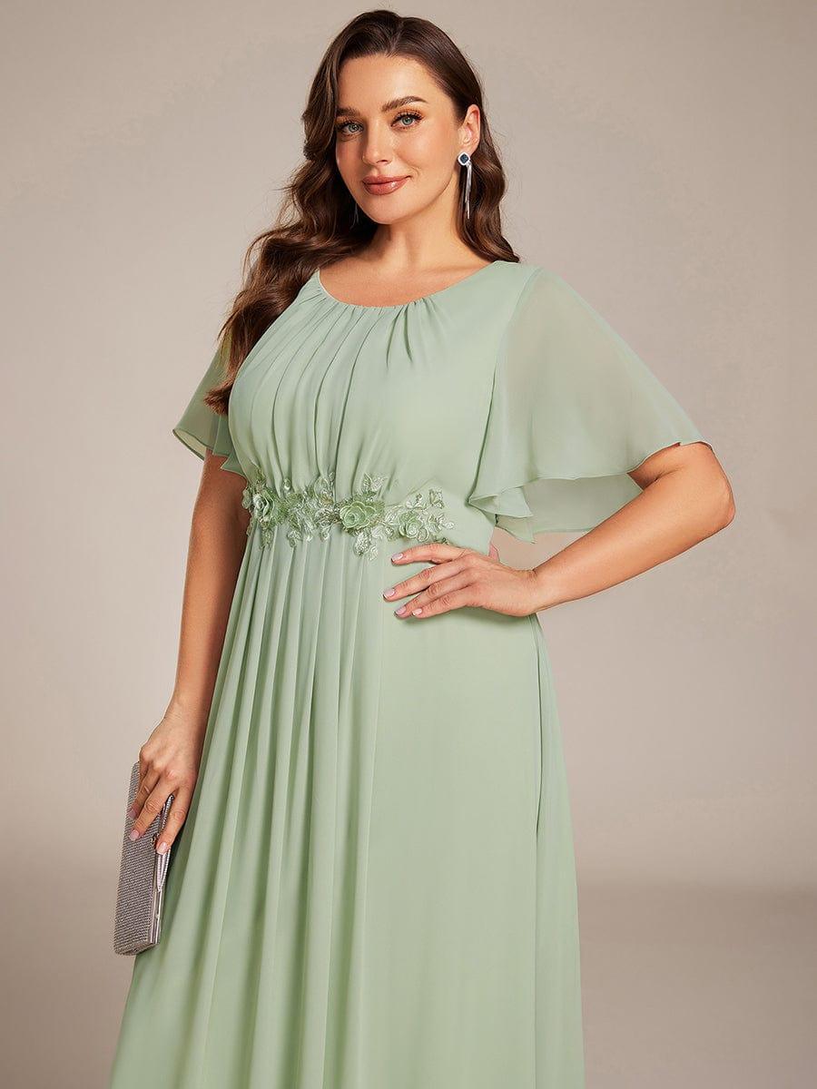 ASPYN|Pleated Applique Maxi Bridesmaid Dress