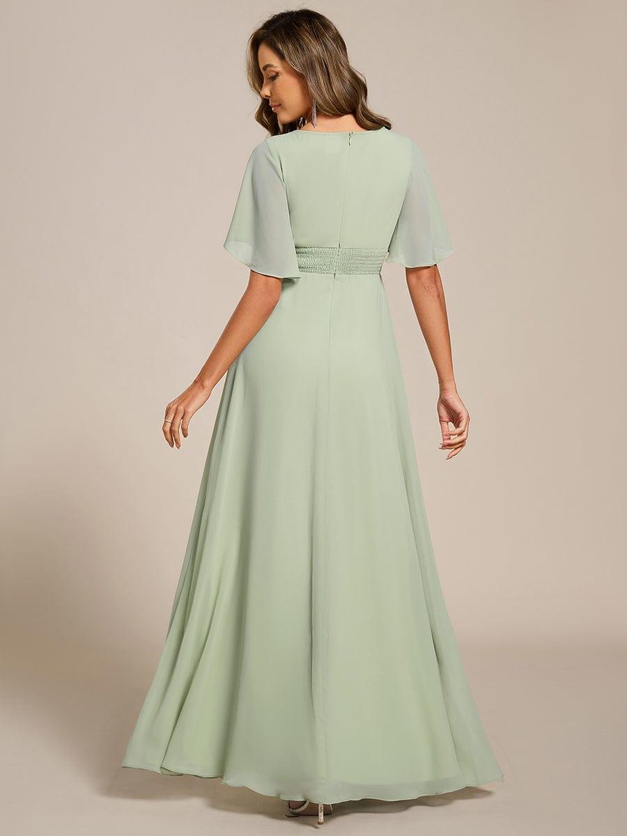 ASPYN|Pleated Applique Maxi Bridesmaid Dress