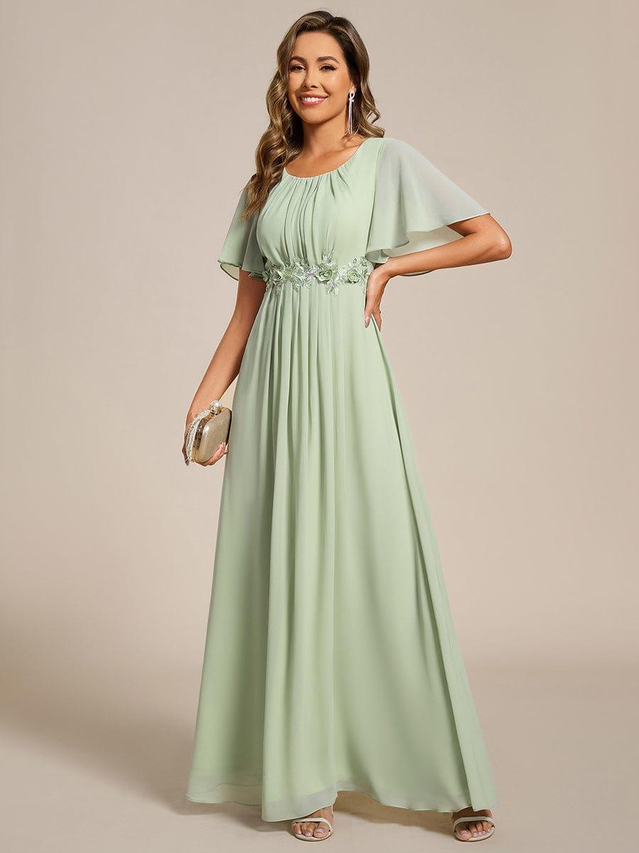 ASPYN|Pleated Applique Maxi Bridesmaid Dress