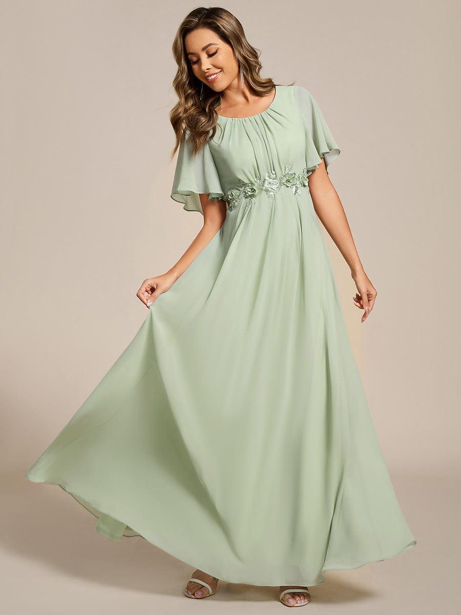 ASPYN|Pleated Applique Maxi Bridesmaid Dress