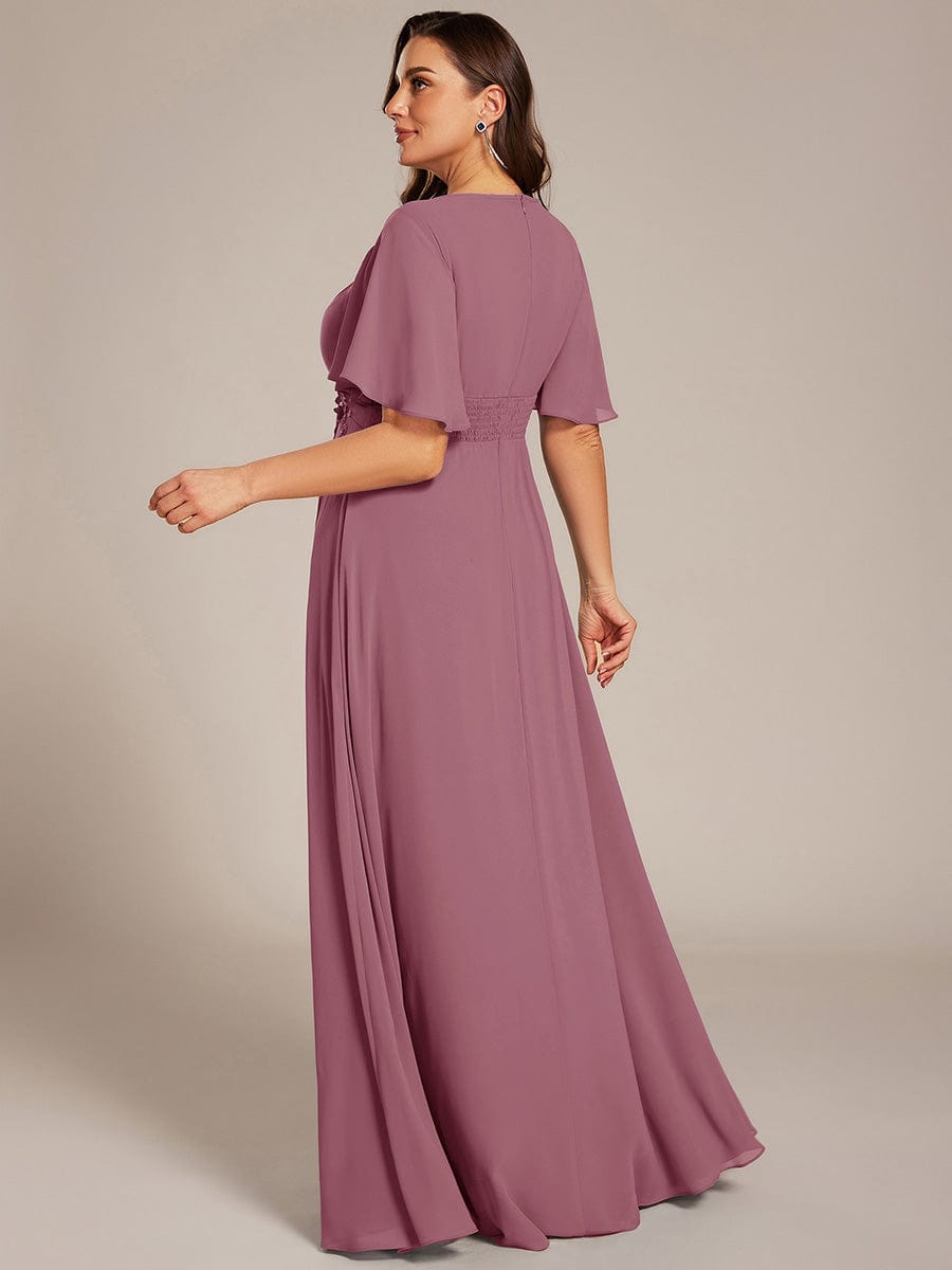 ASPYN|Pleated Applique Maxi Bridesmaid Dress