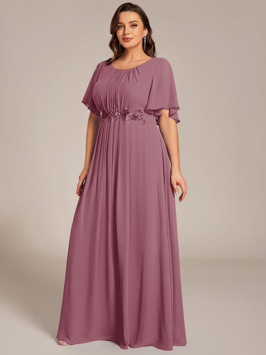 pretty ASPYN|Plus Size Pleated Waist Applique Maxi Bridesmaid Dress
