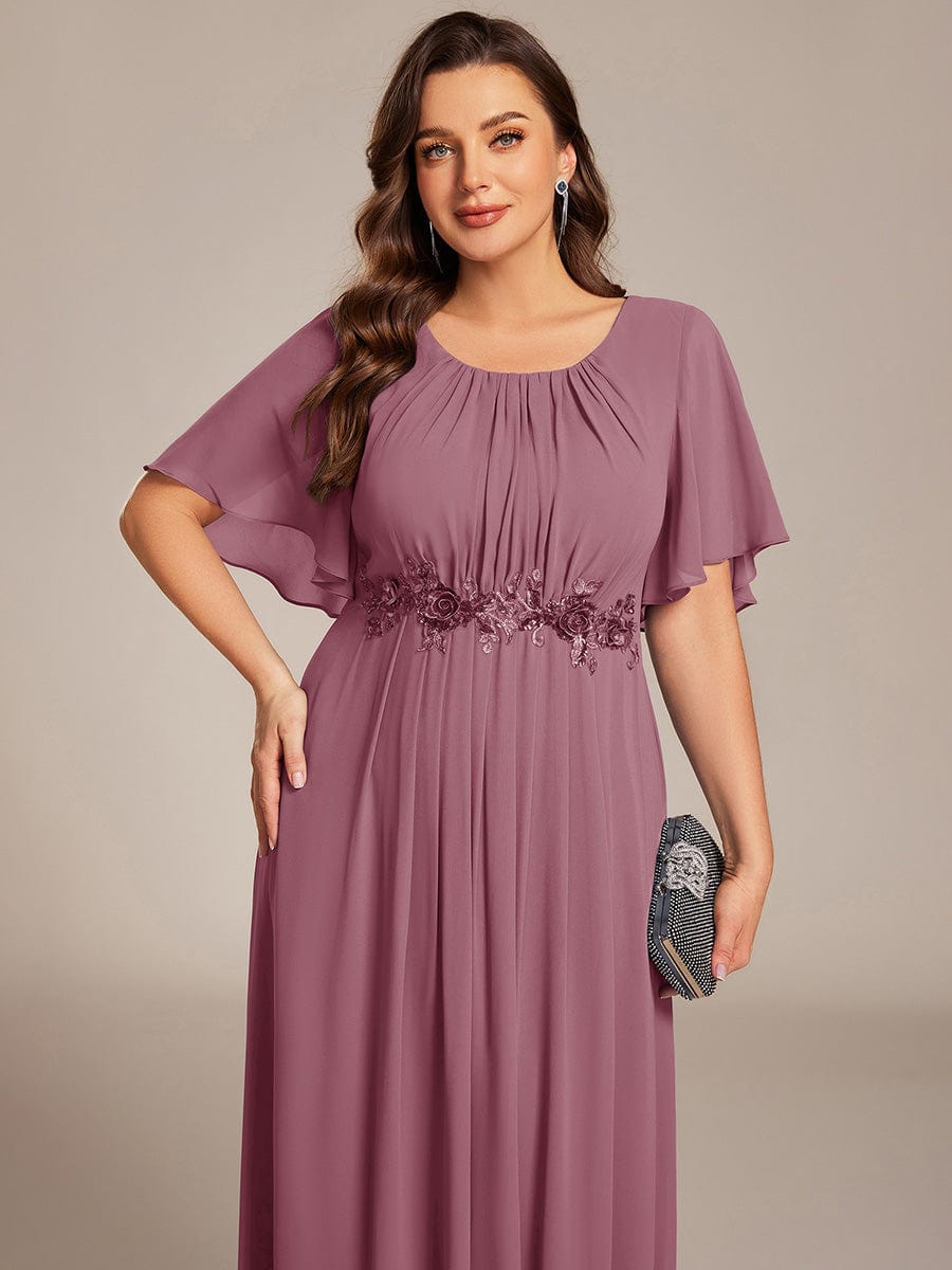 pretty ASPYN|Plus Size Pleated Waist Applique Maxi Bridesmaid Dress
