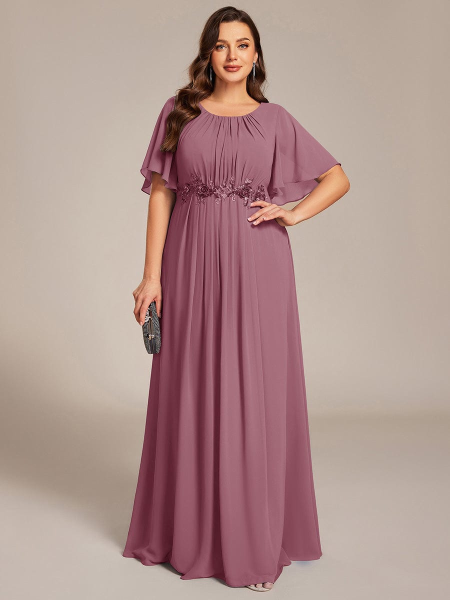 ASPYN|Pleated Applique Maxi Bridesmaid Dress