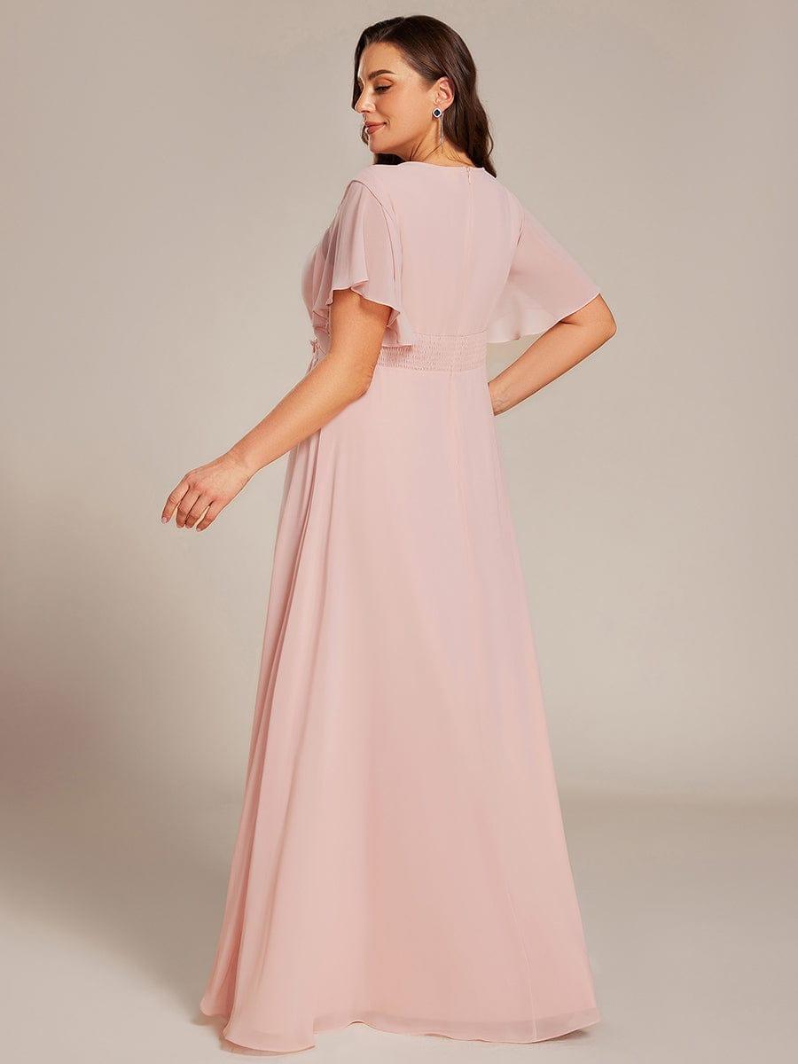 ASPYN|Pleated Applique Maxi Bridesmaid Dress