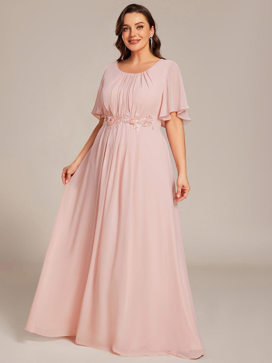 ASPYN|Pleated Applique Maxi Bridesmaid Dress