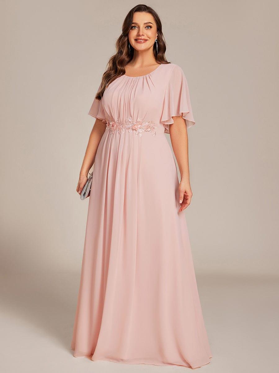 ASPYN|Pleated Applique Maxi Bridesmaid Dress