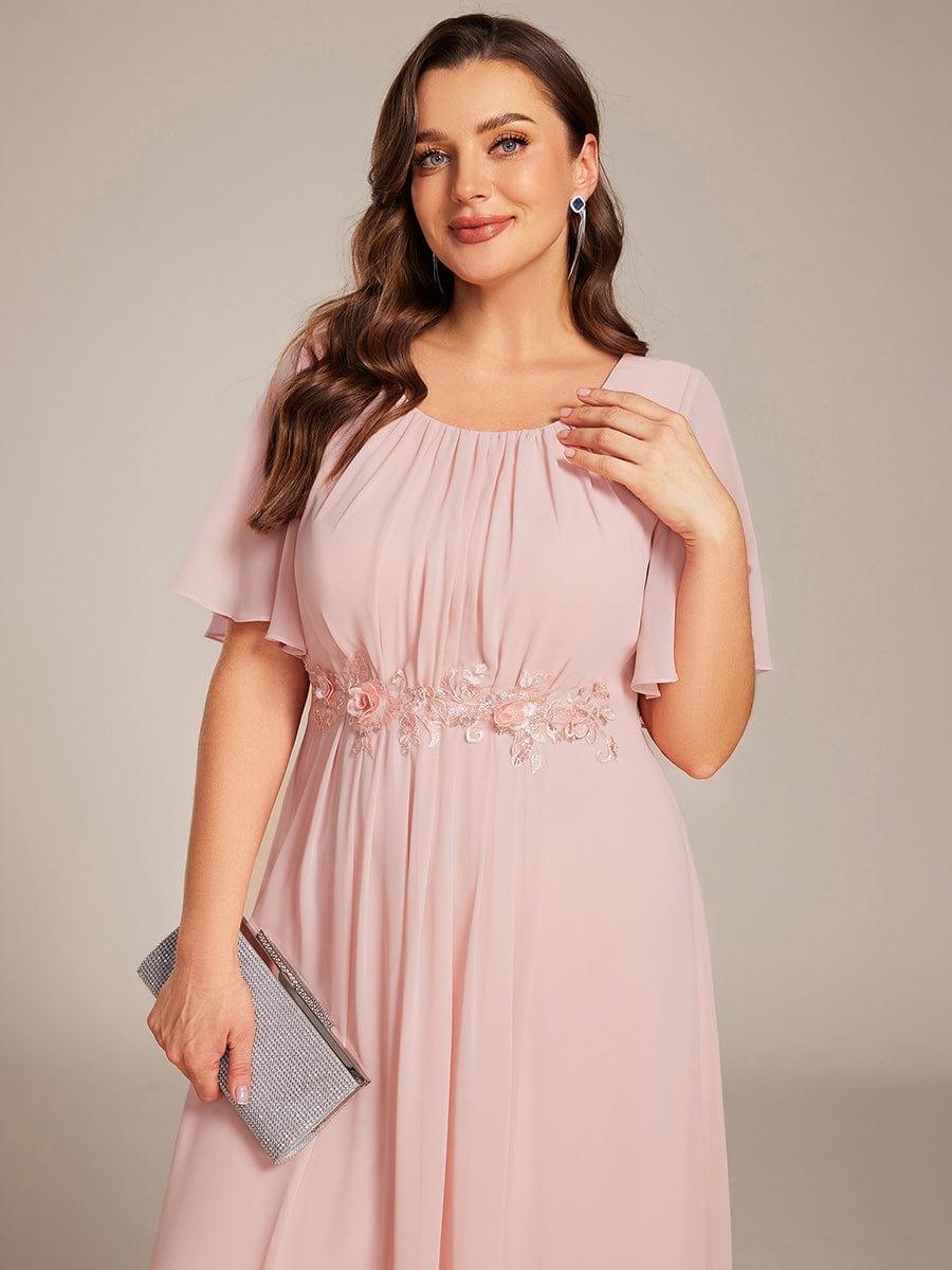 ASPYN|Pleated Applique Maxi Bridesmaid Dress